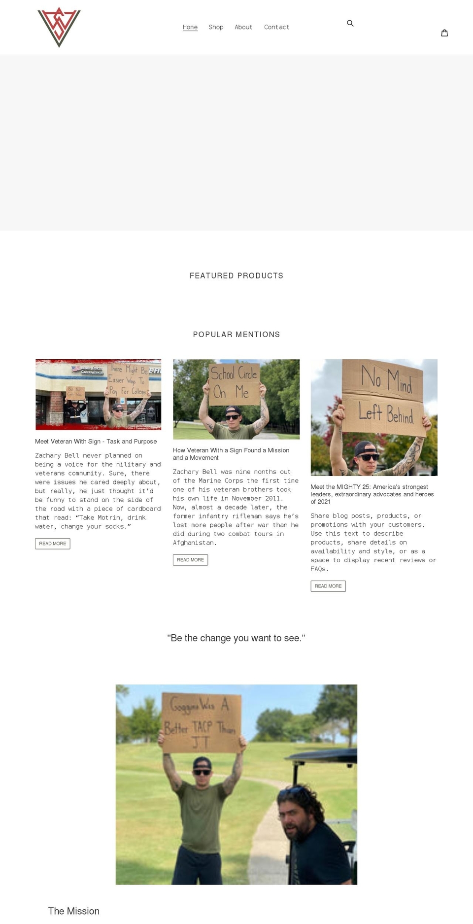 veteranwithasign.com shopify website screenshot
