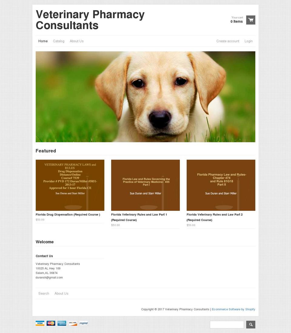 veterinarypharmacyconsultants.com shopify website screenshot