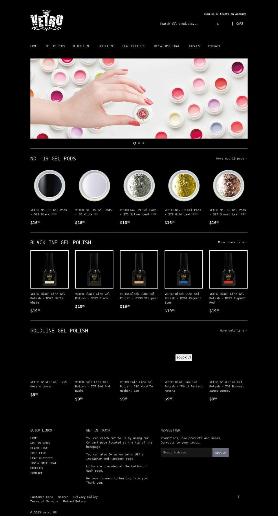 vetro-us.com shopify website screenshot