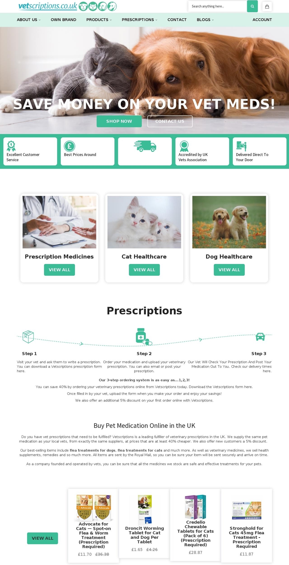 vetscriptions.co.uk shopify website screenshot