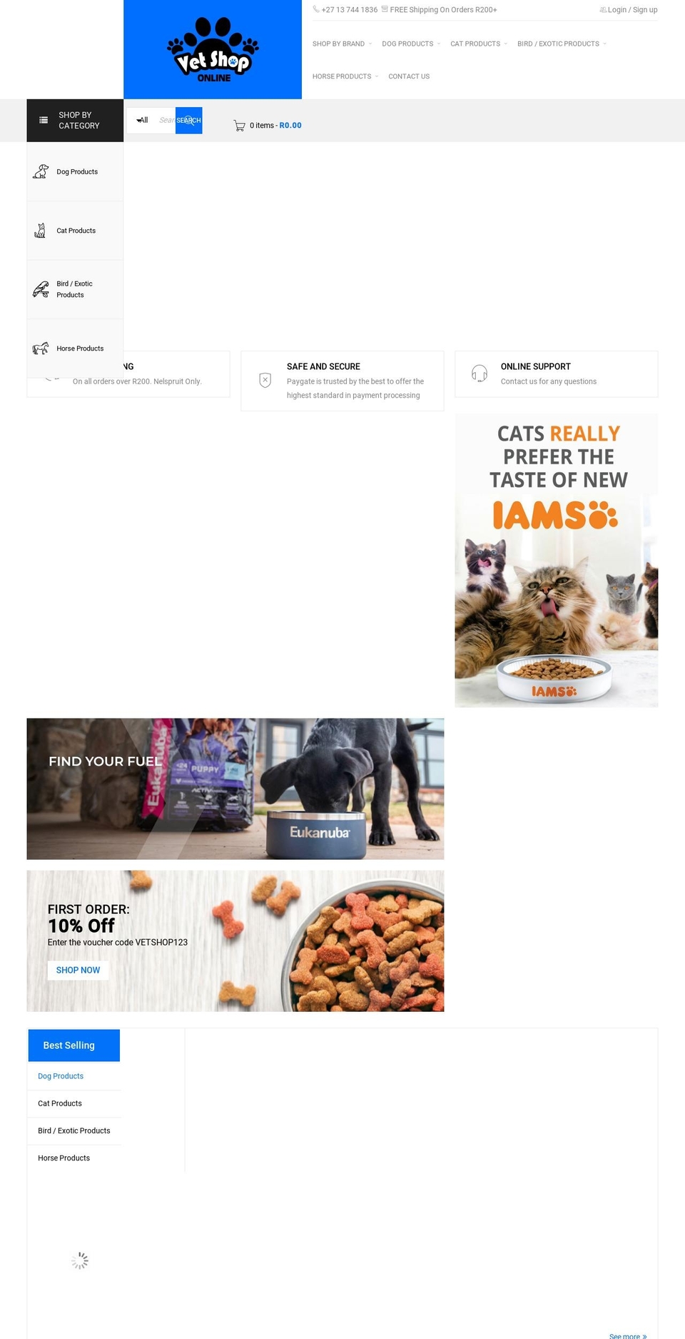 vetshoponl.co.za shopify website screenshot