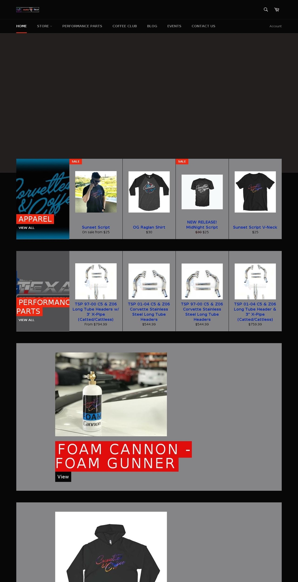 vettesandcoffee.com — Shopify storefront screenshot