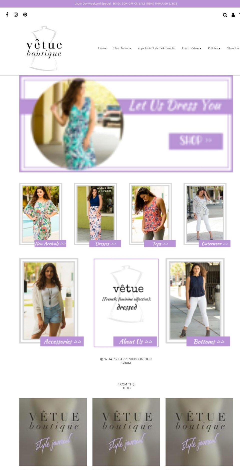 vetueboutique.com — Shopify storefront screenshot
