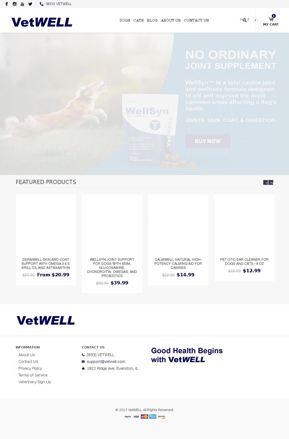 vetwell.pet shopify website screenshot