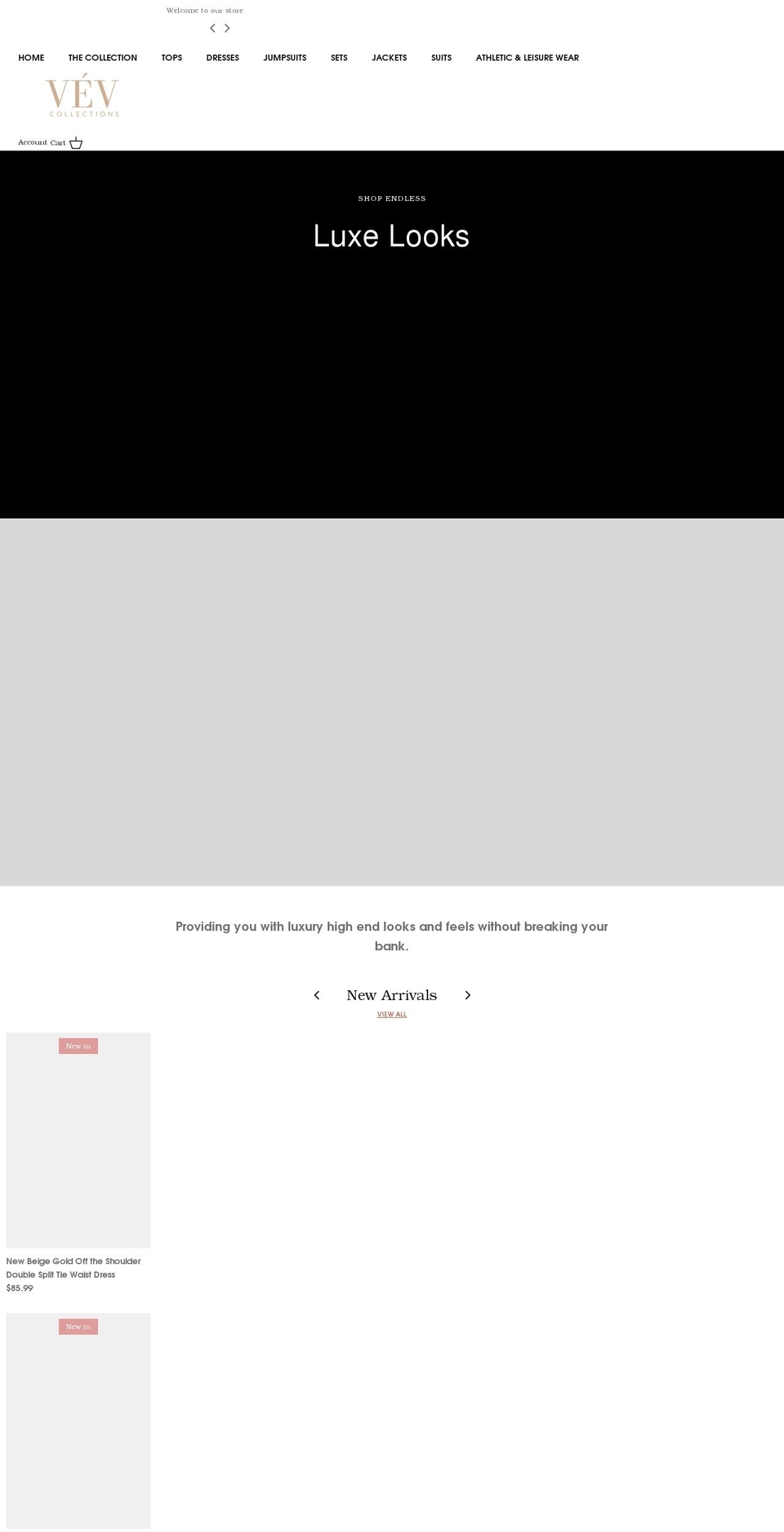 vevcollections.com shopify website screenshot