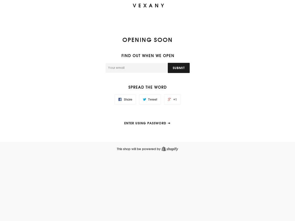 vexany.com shopify website screenshot