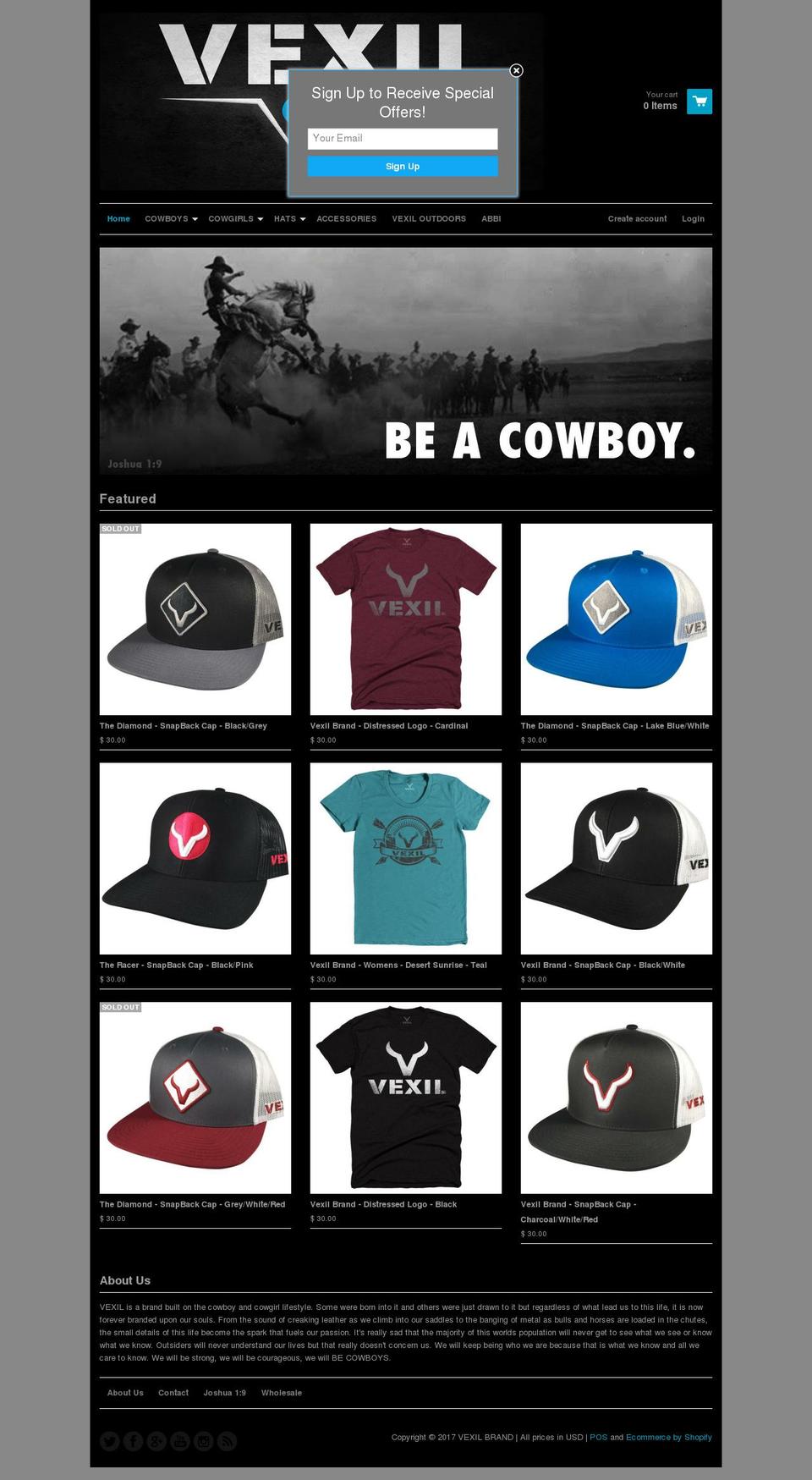 vexilbrand.com shopify website screenshot