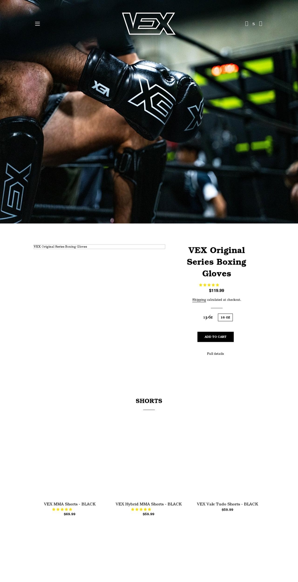 vexmma.com shopify website screenshot
