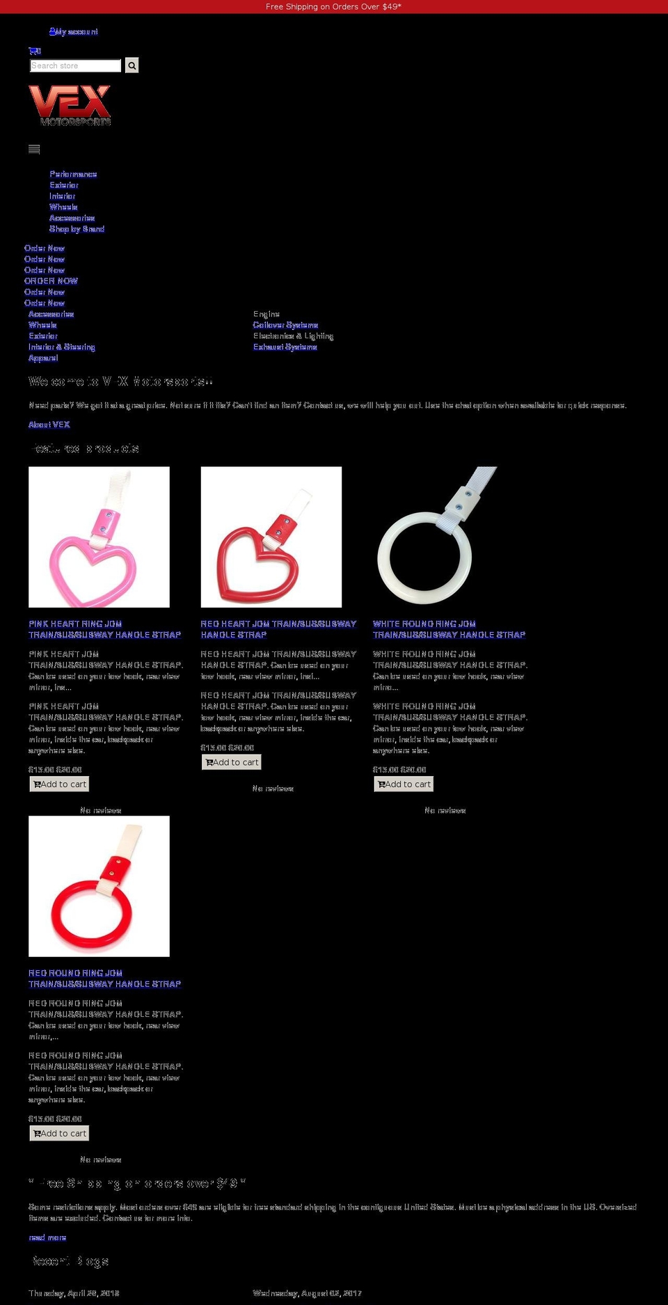 vexms.com shopify website screenshot