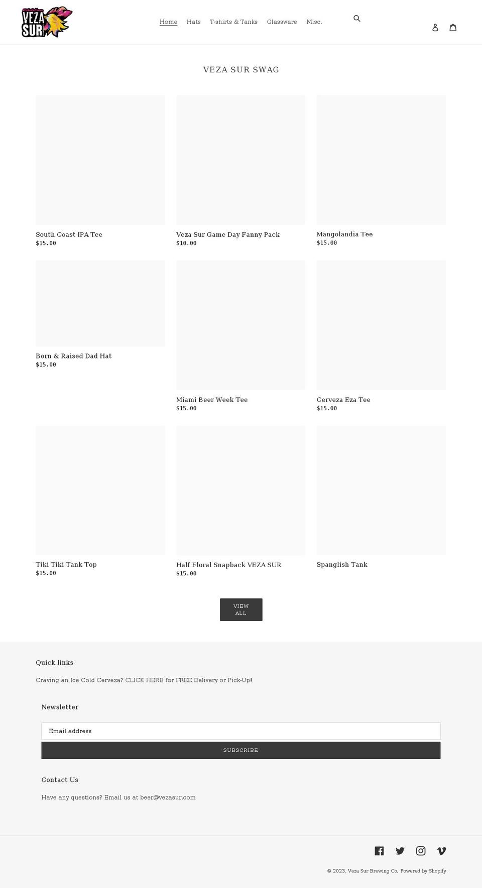 veza-sur-brewing-co.myshopify.com shopify website screenshot
