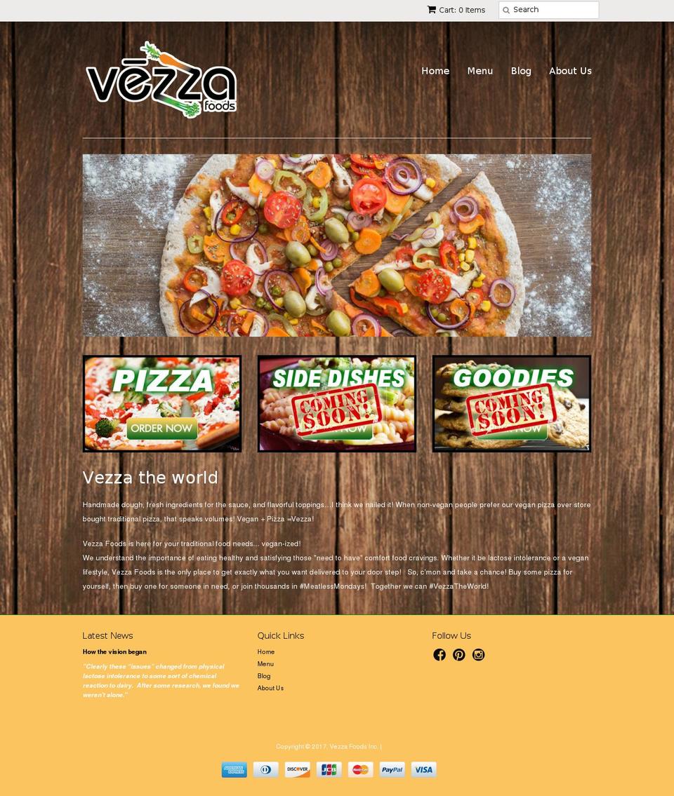 vezzafoods.com shopify website screenshot