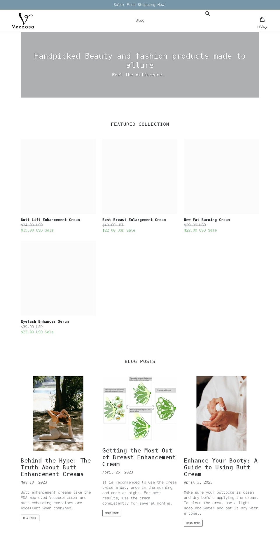 vezzosashop.com shopify website screenshot
