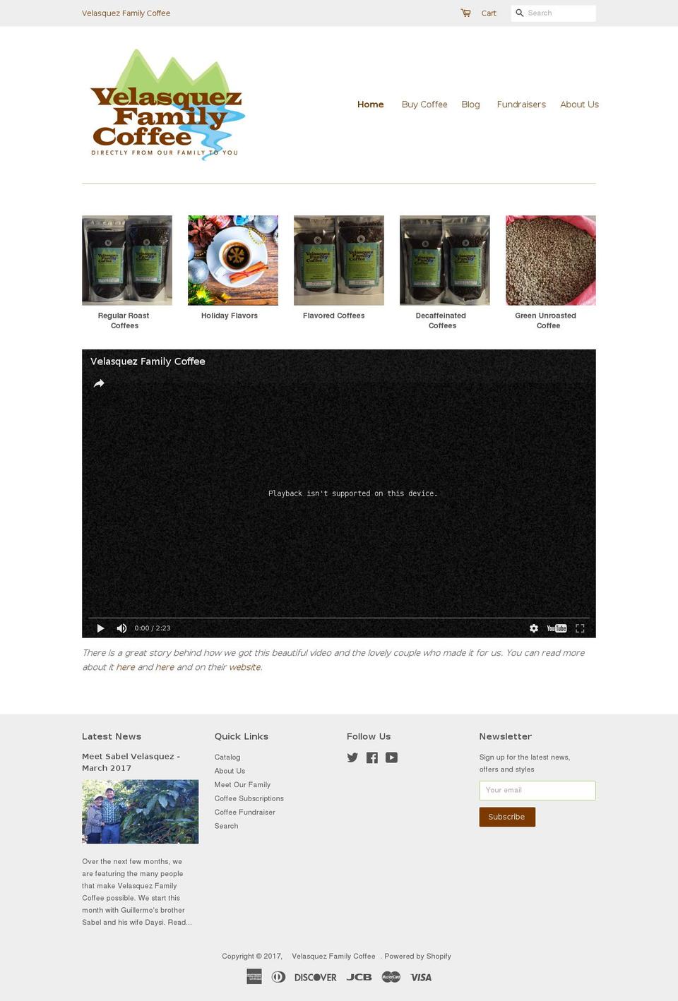 vfamilycoffee.com shopify website screenshot