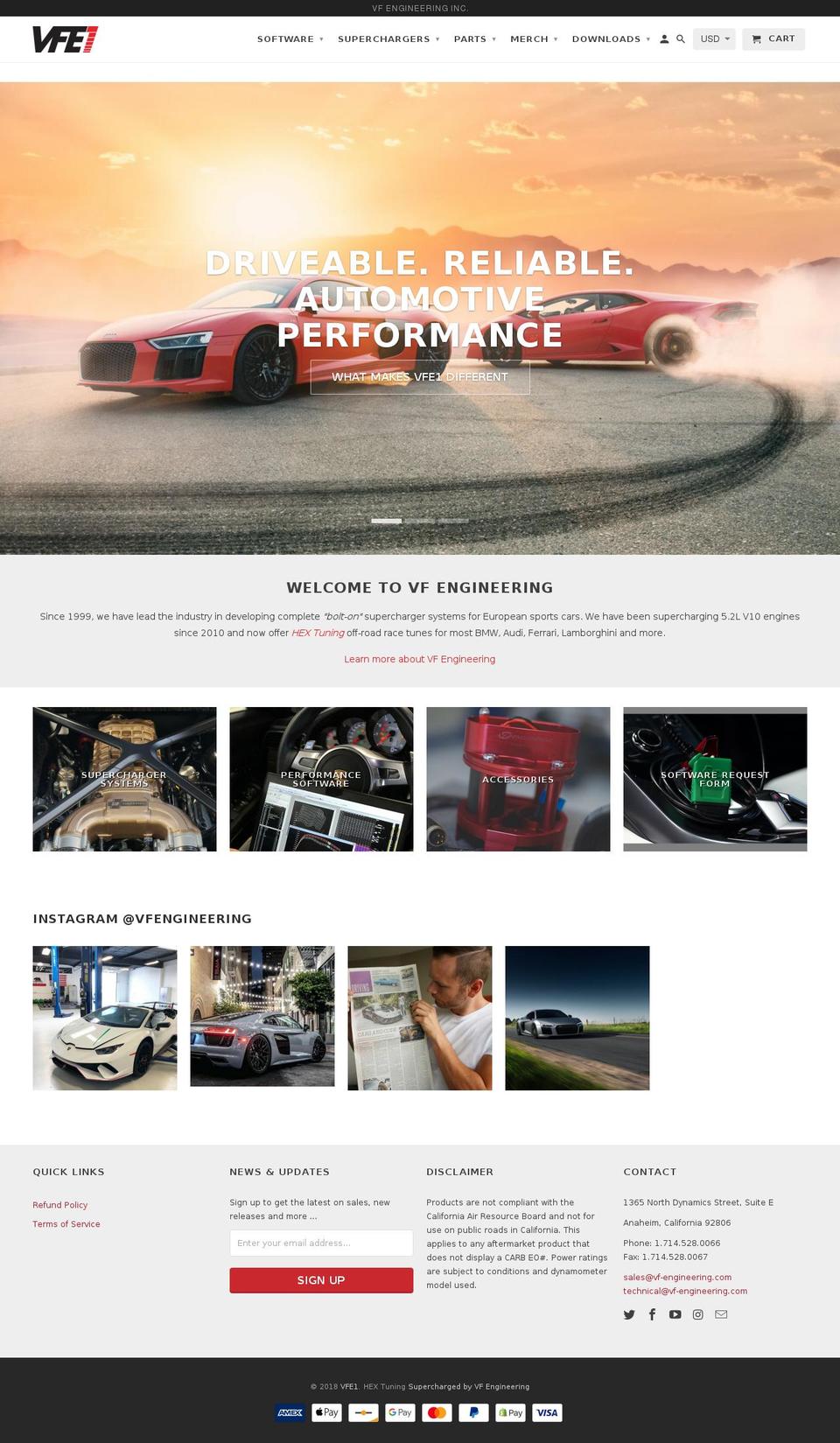 vfe1.com — Shopify storefront screenshot