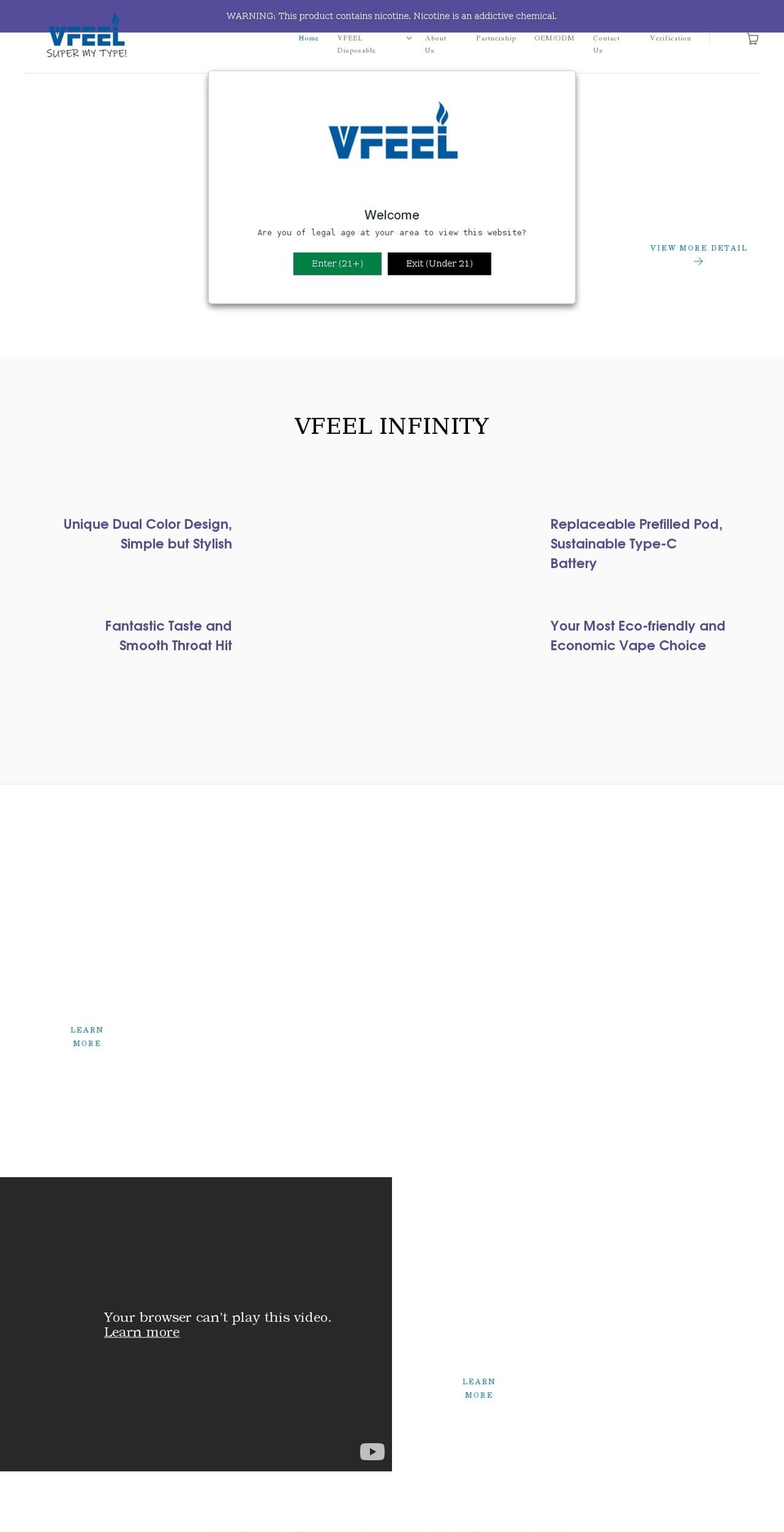 vfeelvape.com shopify website screenshot