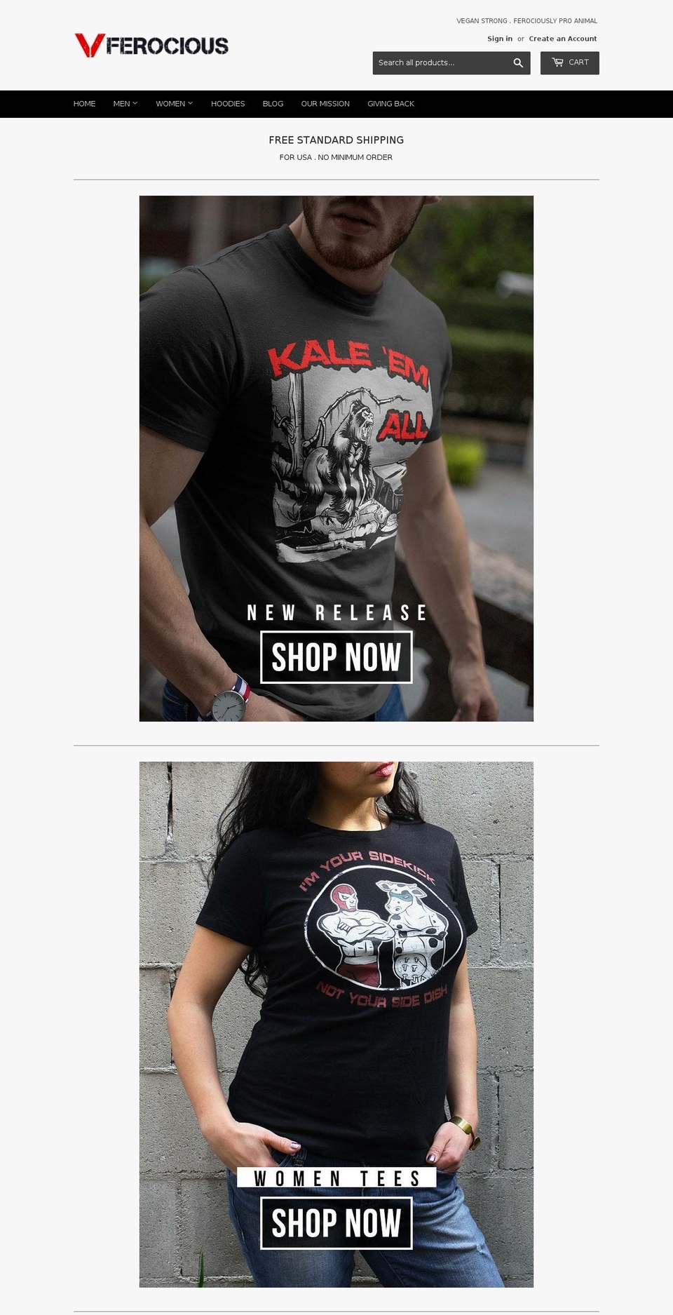 vferocious.com — Shopify storefront screenshot