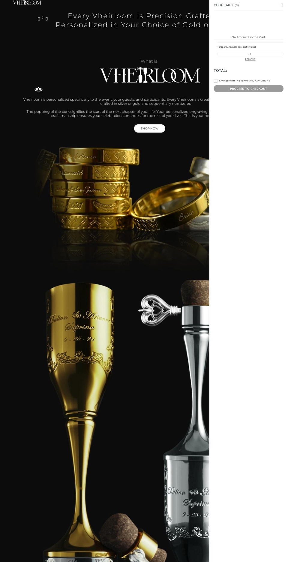 vheirloom.com shopify website screenshot