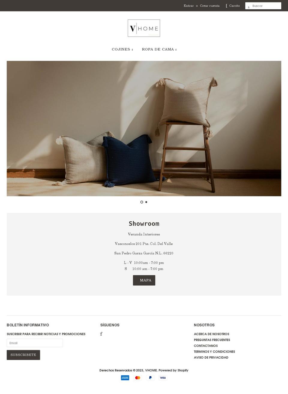 vhome.mx shopify website screenshot