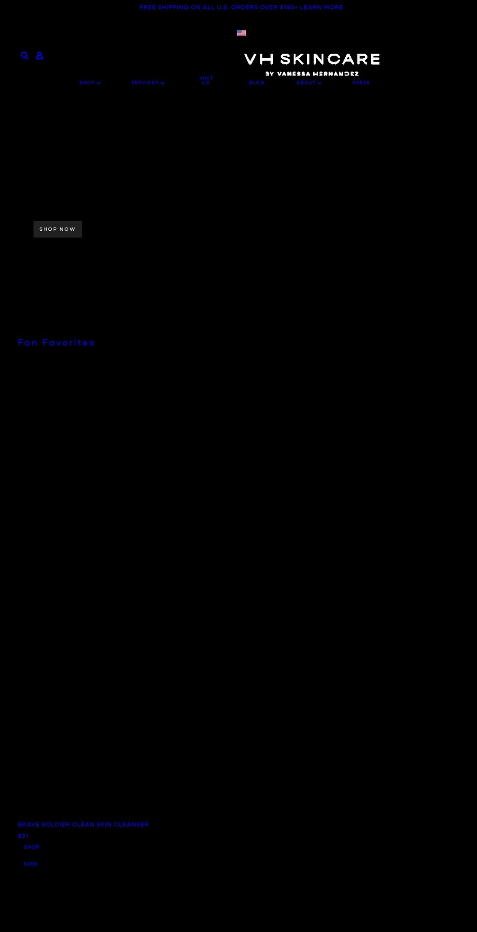 vhskincare.com shopify website screenshot