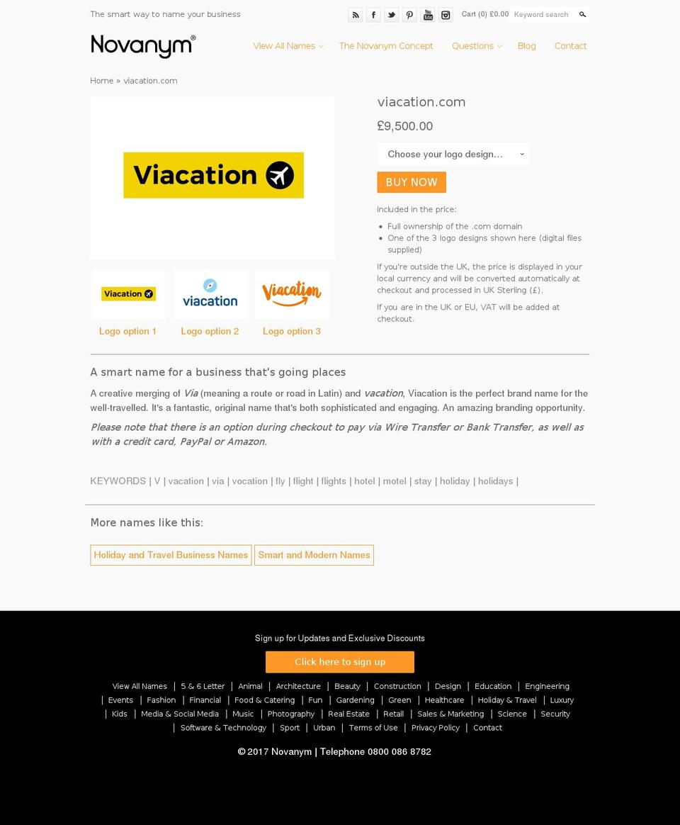 viacation.com shopify website screenshot