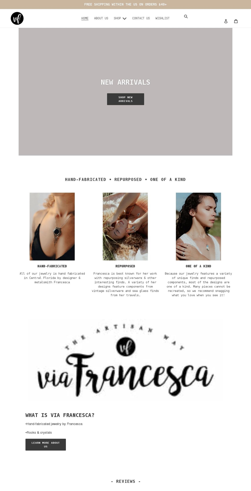 viafrancesca.com shopify website screenshot