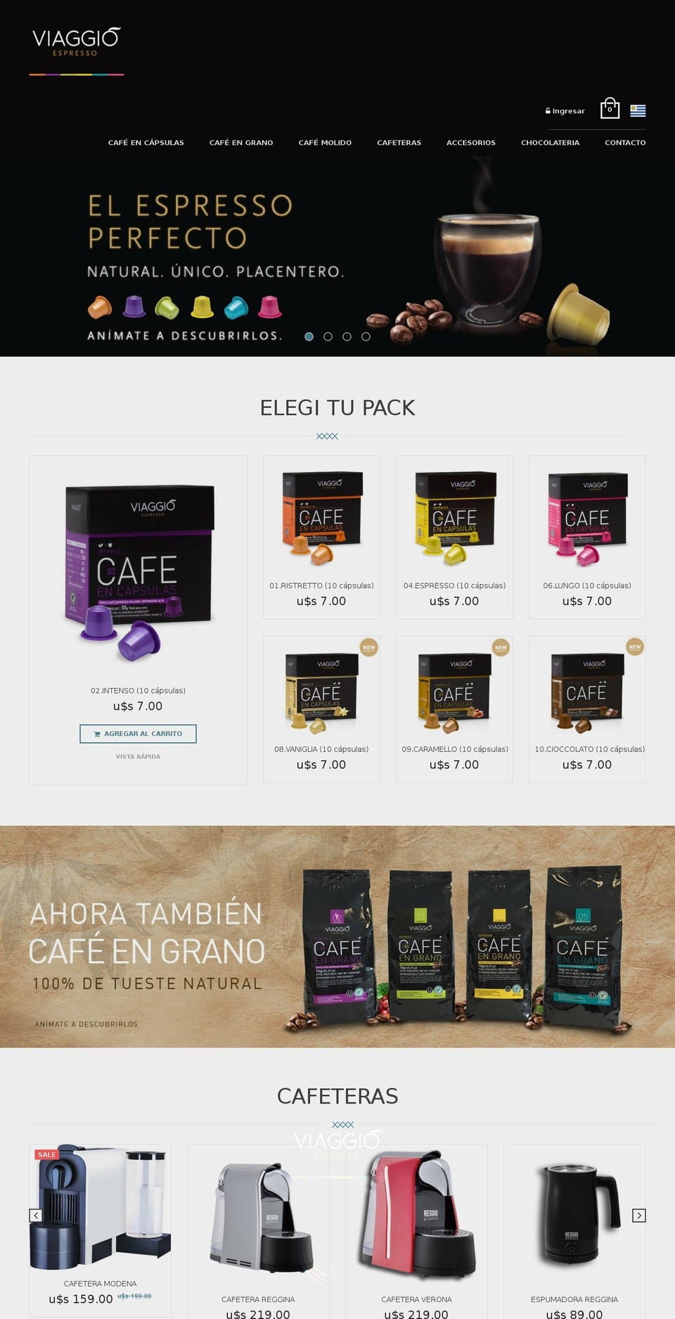 viaggioespresso.com.uy shopify website screenshot