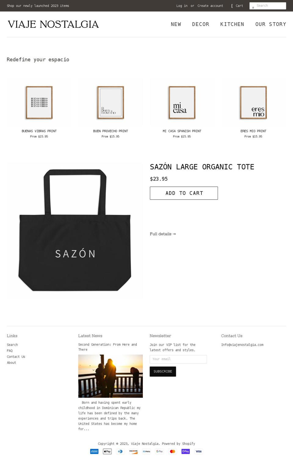 viajenostalgia.com shopify website screenshot