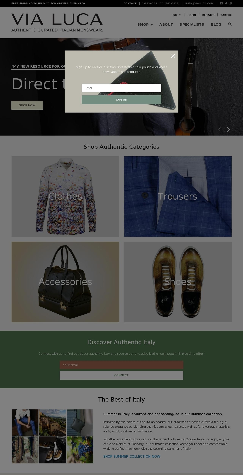 vialuca.com — Shopify storefront screenshot