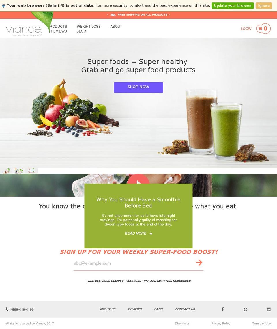 Viance 1.5 (Four Sixty, Sweet Tooth) Shopify theme site example viancehealth.com