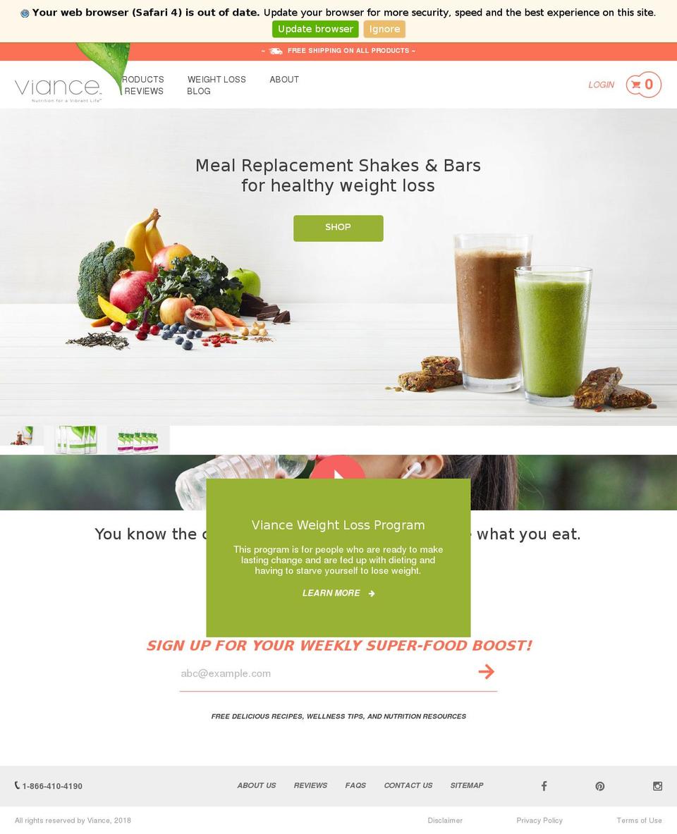 Viance 1.5 (Four Sixty, Sweet Tooth) Shopify theme site example viancehealth.net