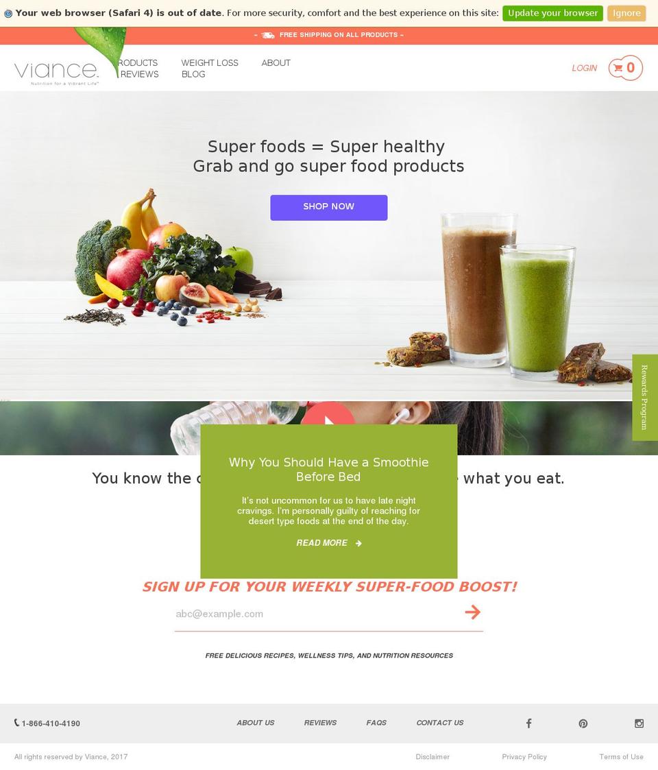 viancenutrition.org shopify website screenshot