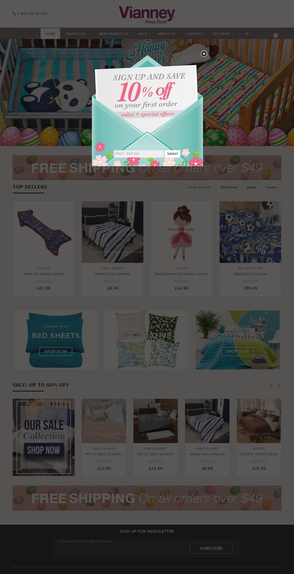 vianneyhomedecor.com shopify website screenshot