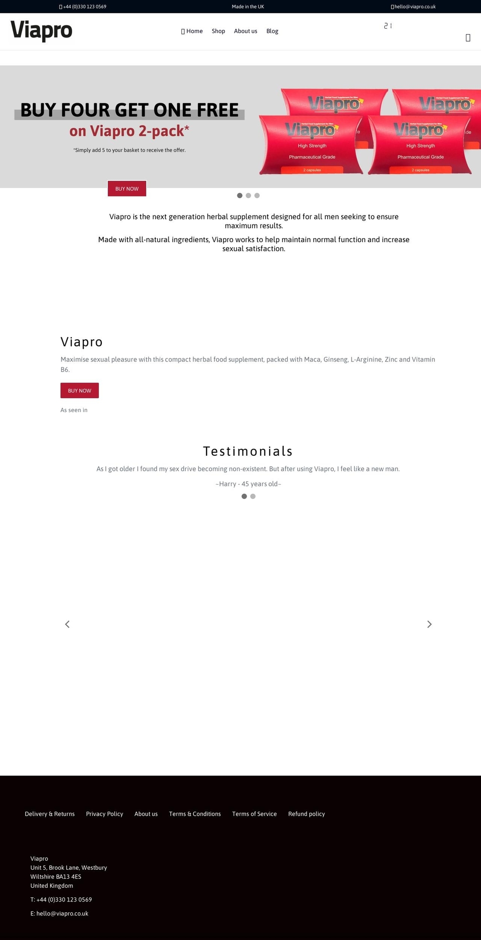 viapro.co.uk shopify website screenshot