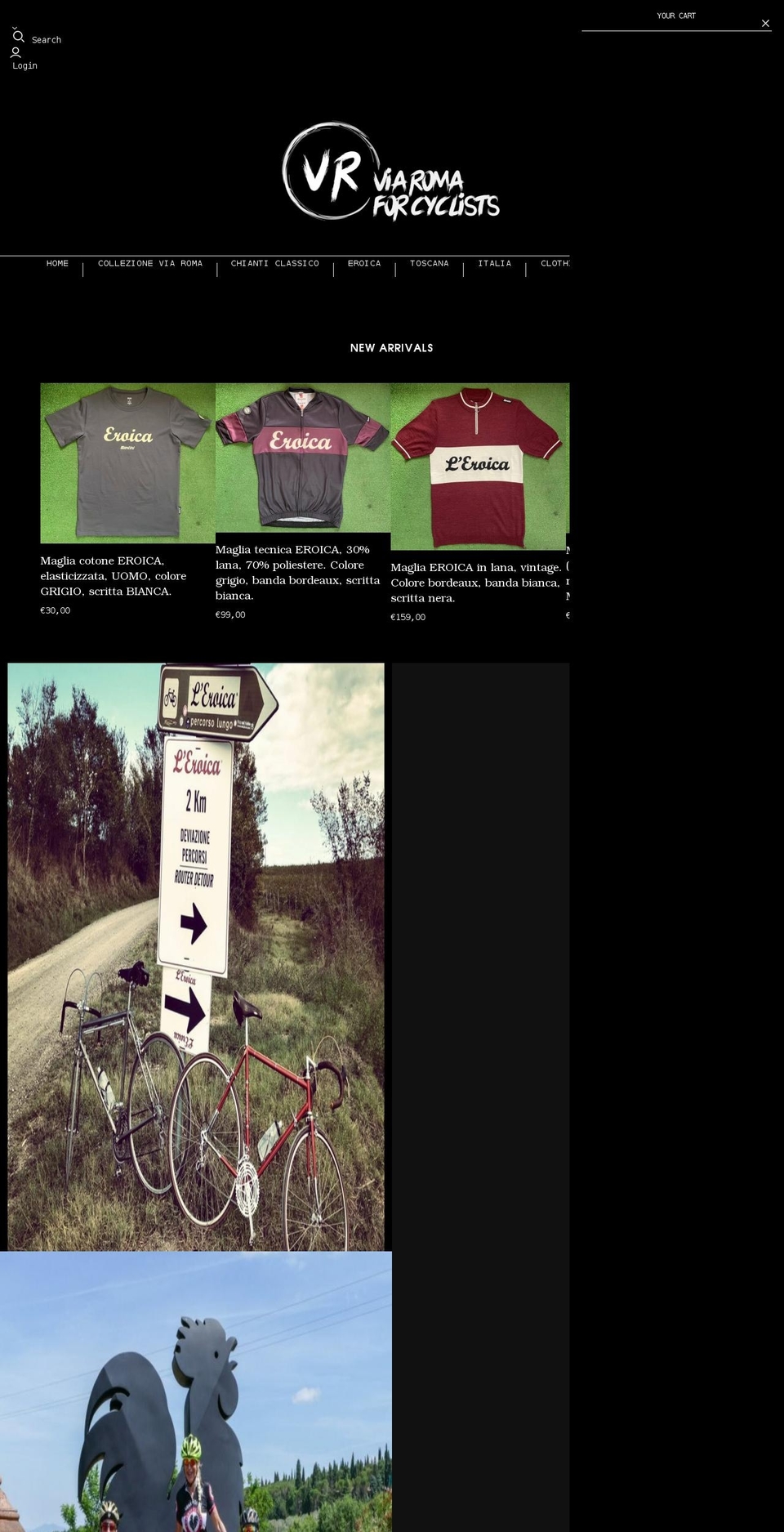 viaromaforcyclists.it shopify website screenshot