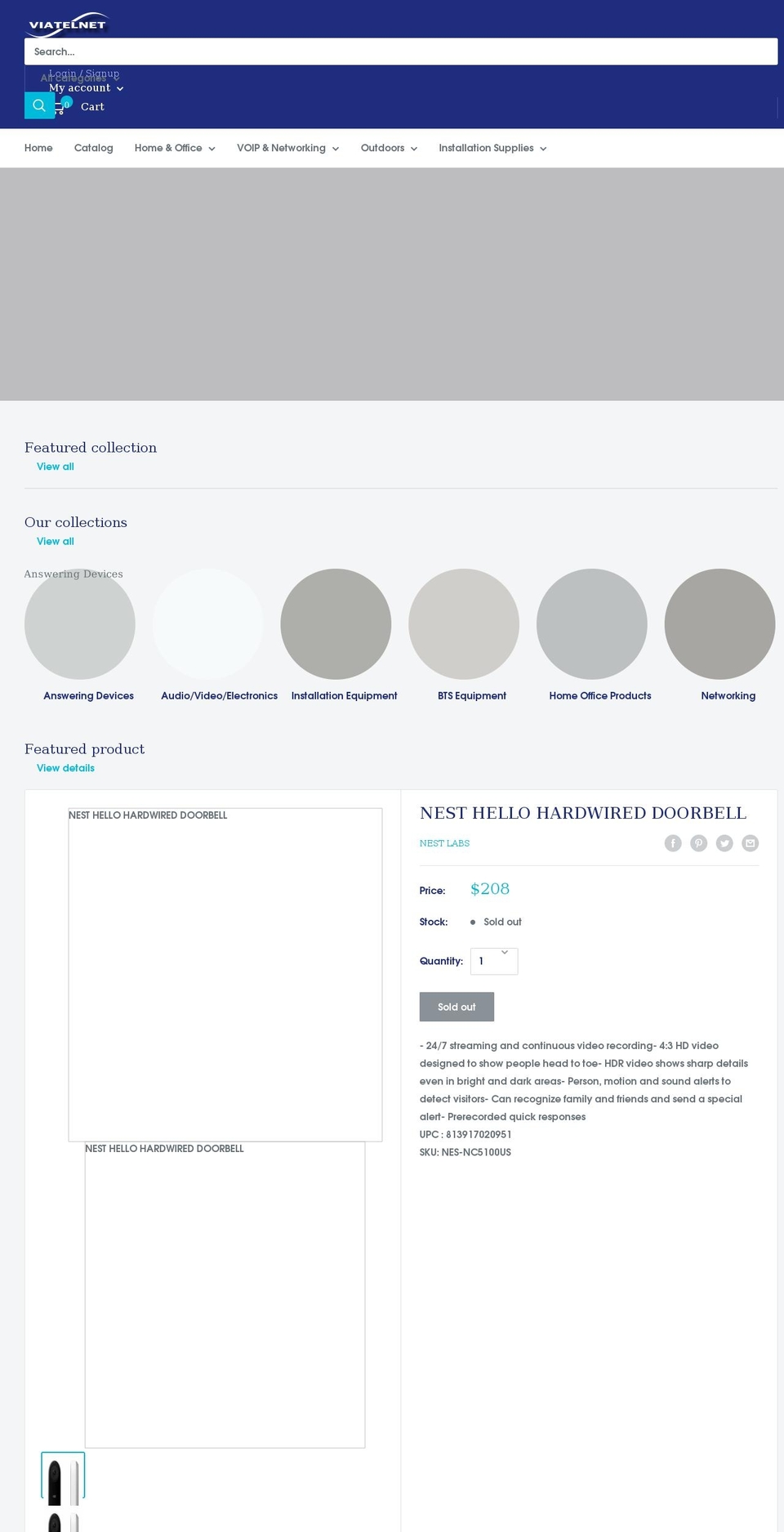 viatelnet.com shopify website screenshot