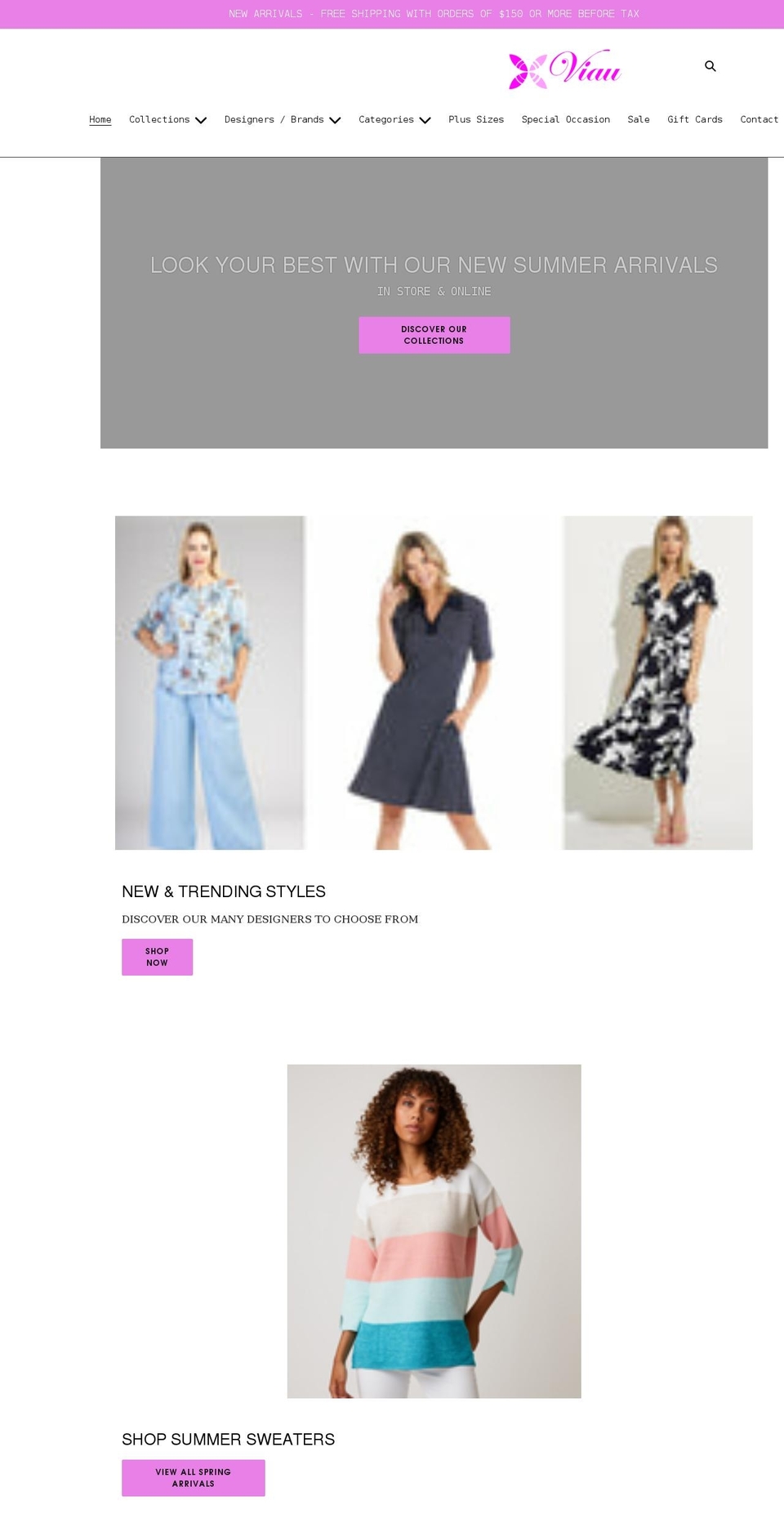 viauladieswear.com shopify website screenshot