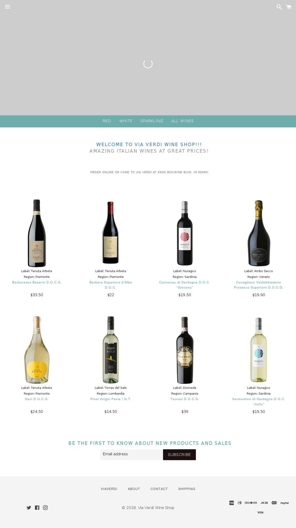 viaverdiwine.com — Shopify storefront screenshot