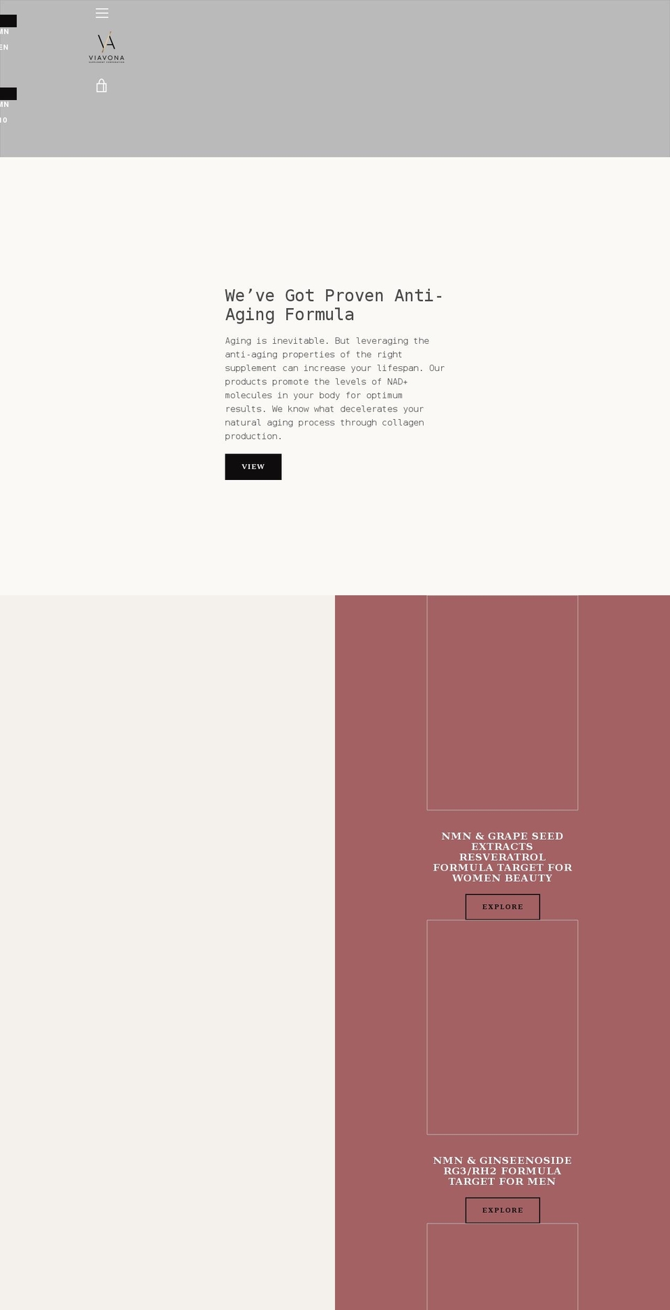 viavona.com shopify website screenshot