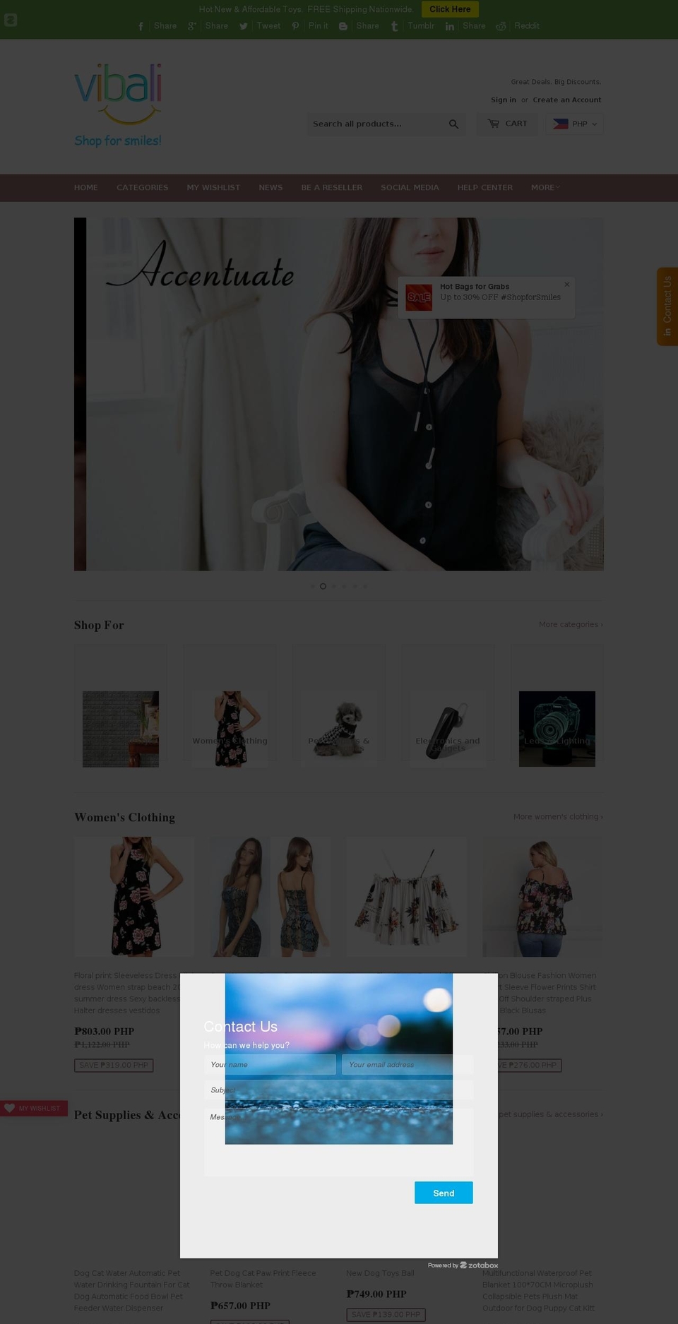 vibalishop.com — Shopify storefront screenshot