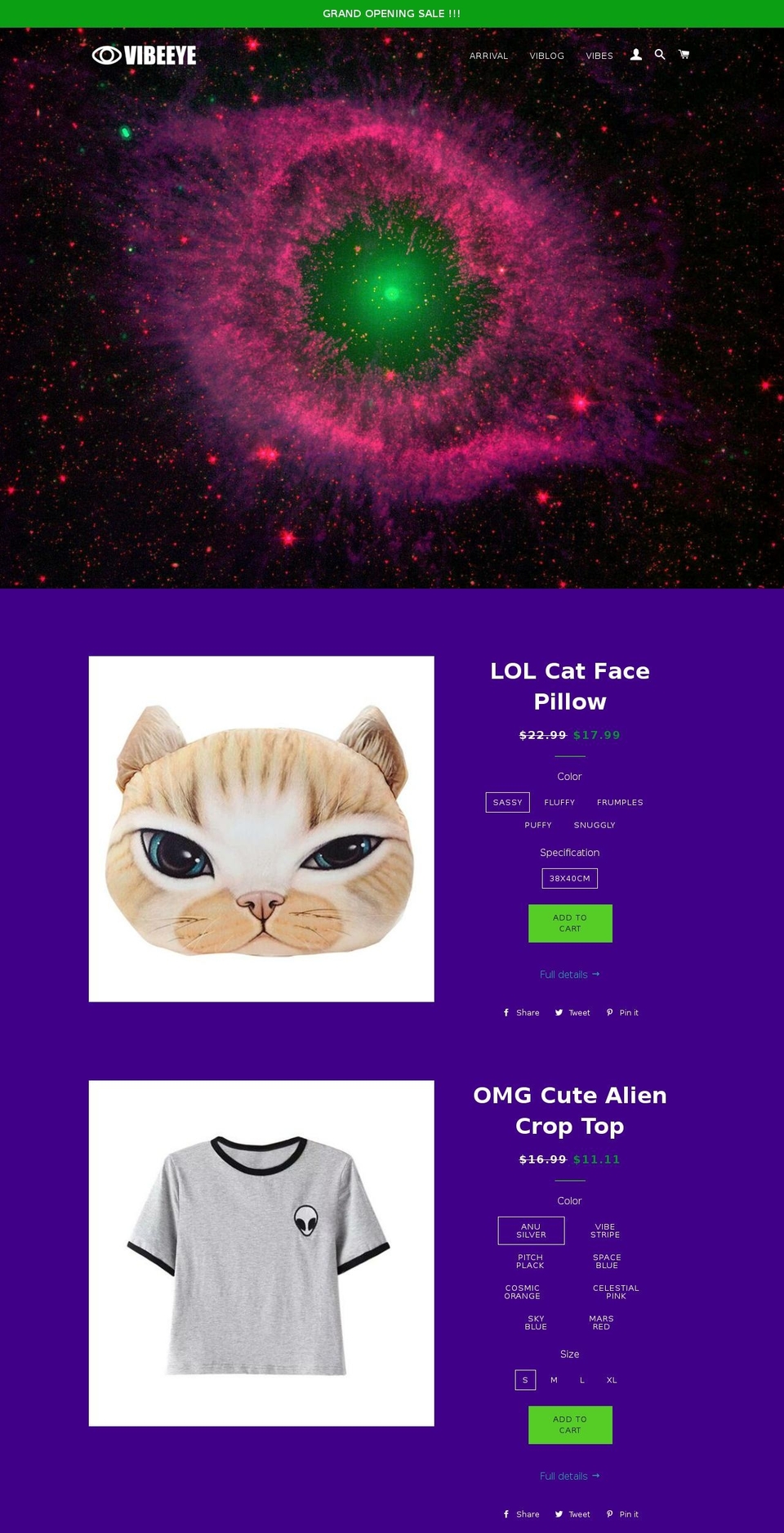 vibeeye.net shopify website screenshot