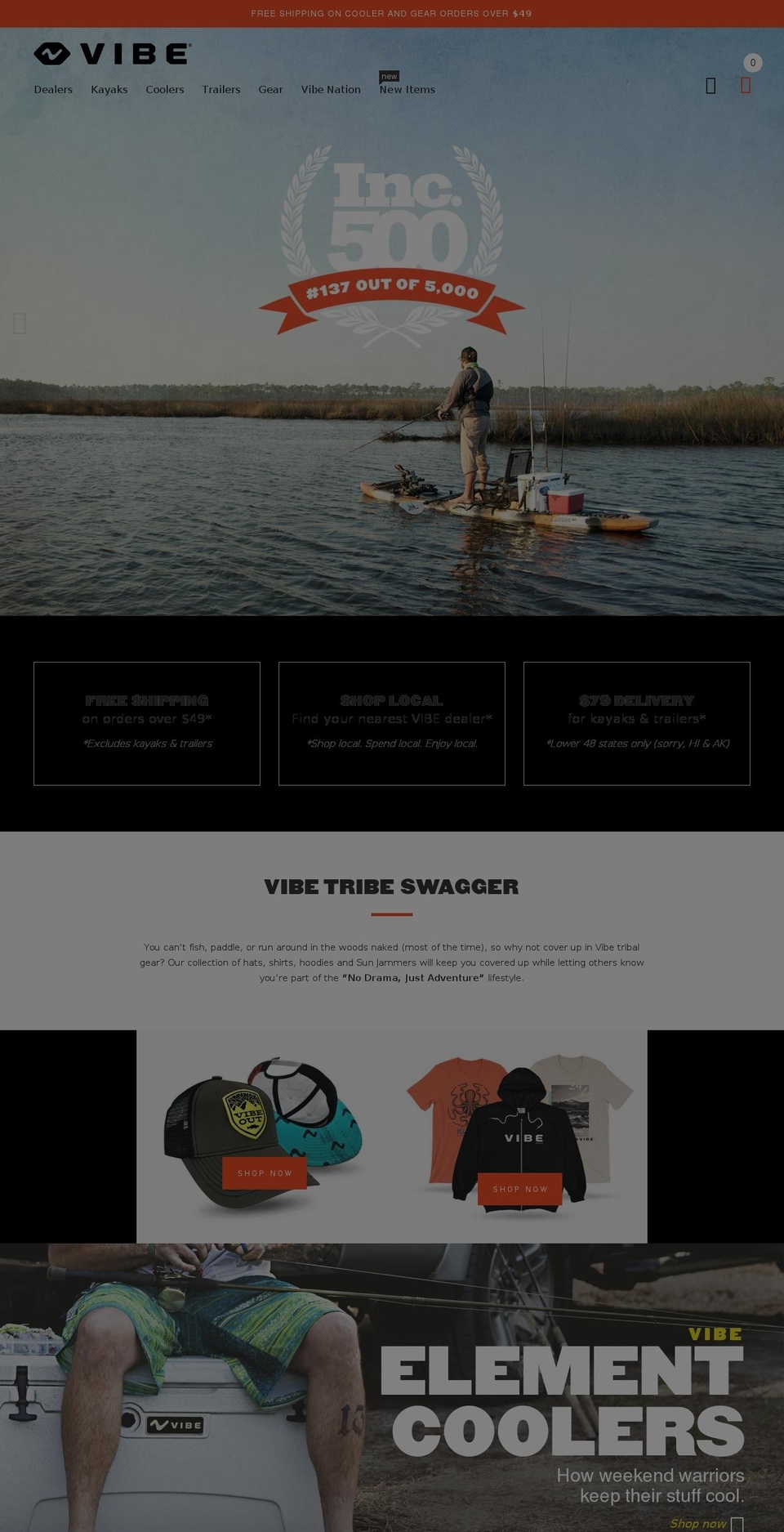 vibekayak.com — Shopify storefront screenshot