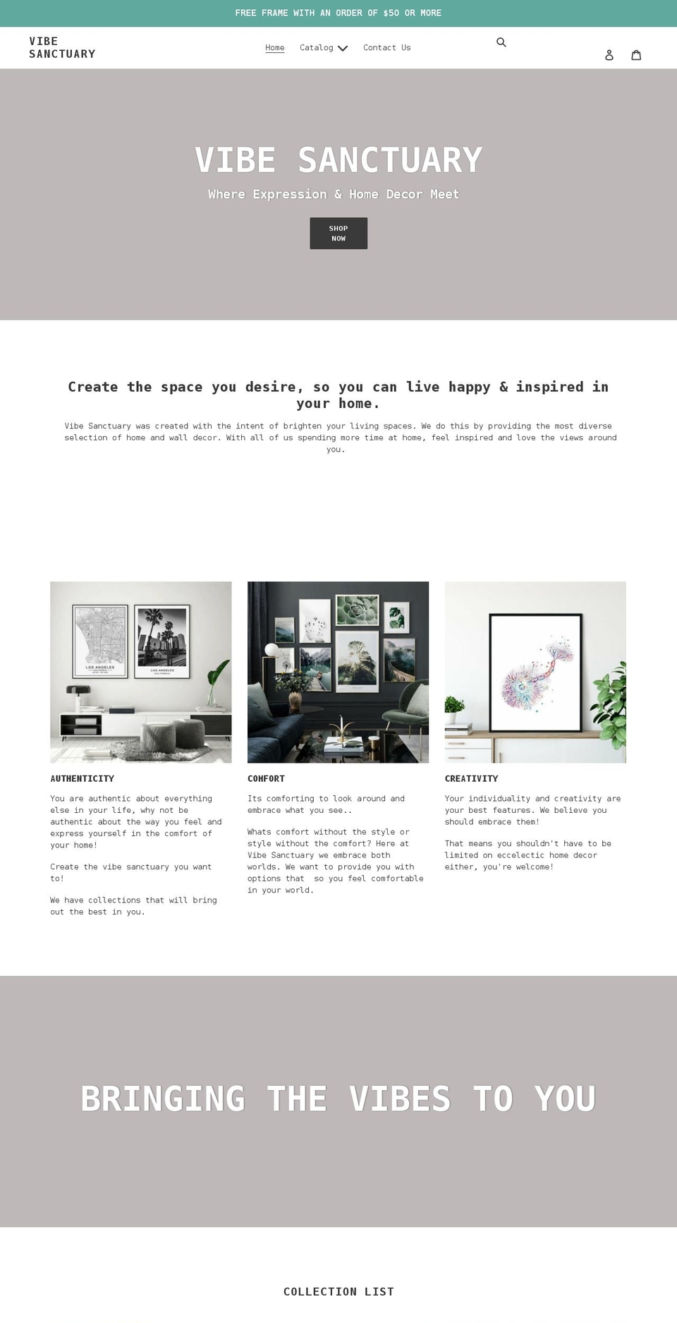 vibesanctuary.com shopify website screenshot