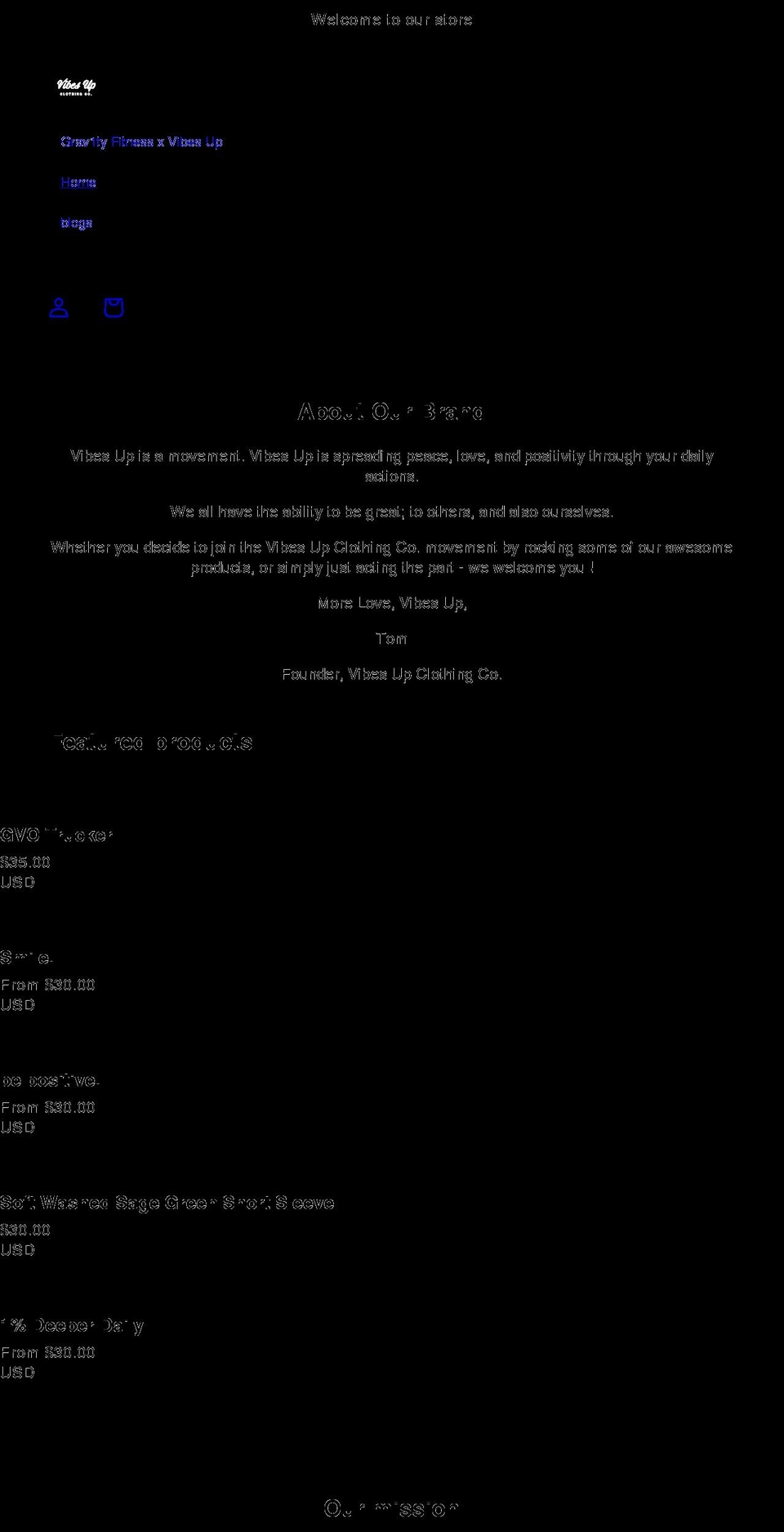 vibesupclothingco.com shopify website screenshot