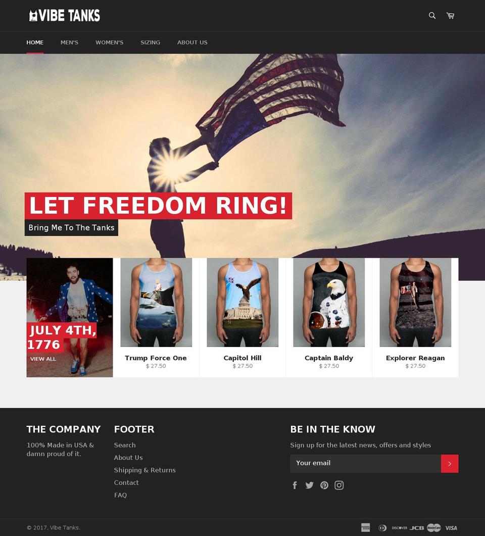 vibetanks.com shopify website screenshot