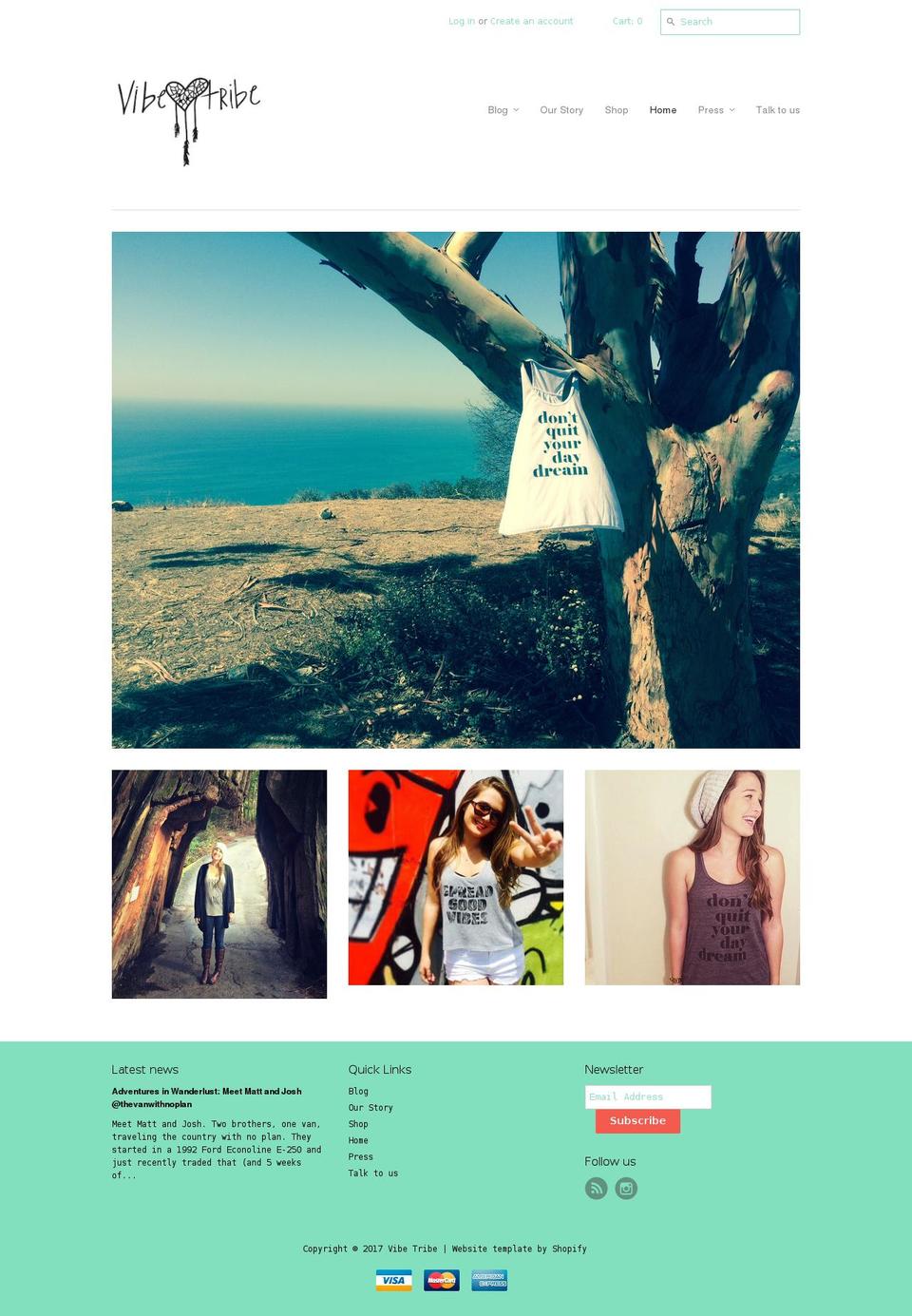 vibetribeshop.com shopify website screenshot