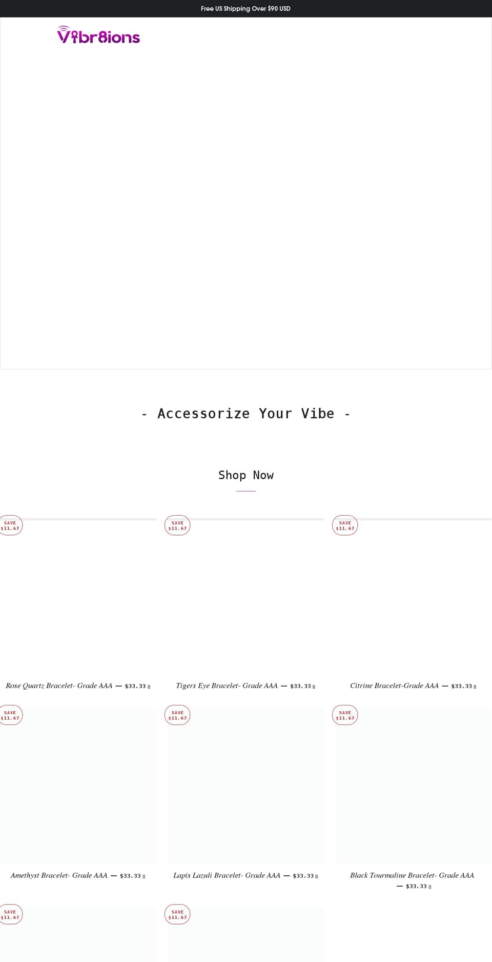 vibr8ions.com shopify website screenshot