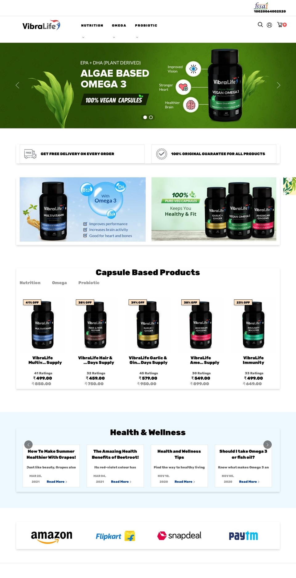 vibralife.in shopify website screenshot