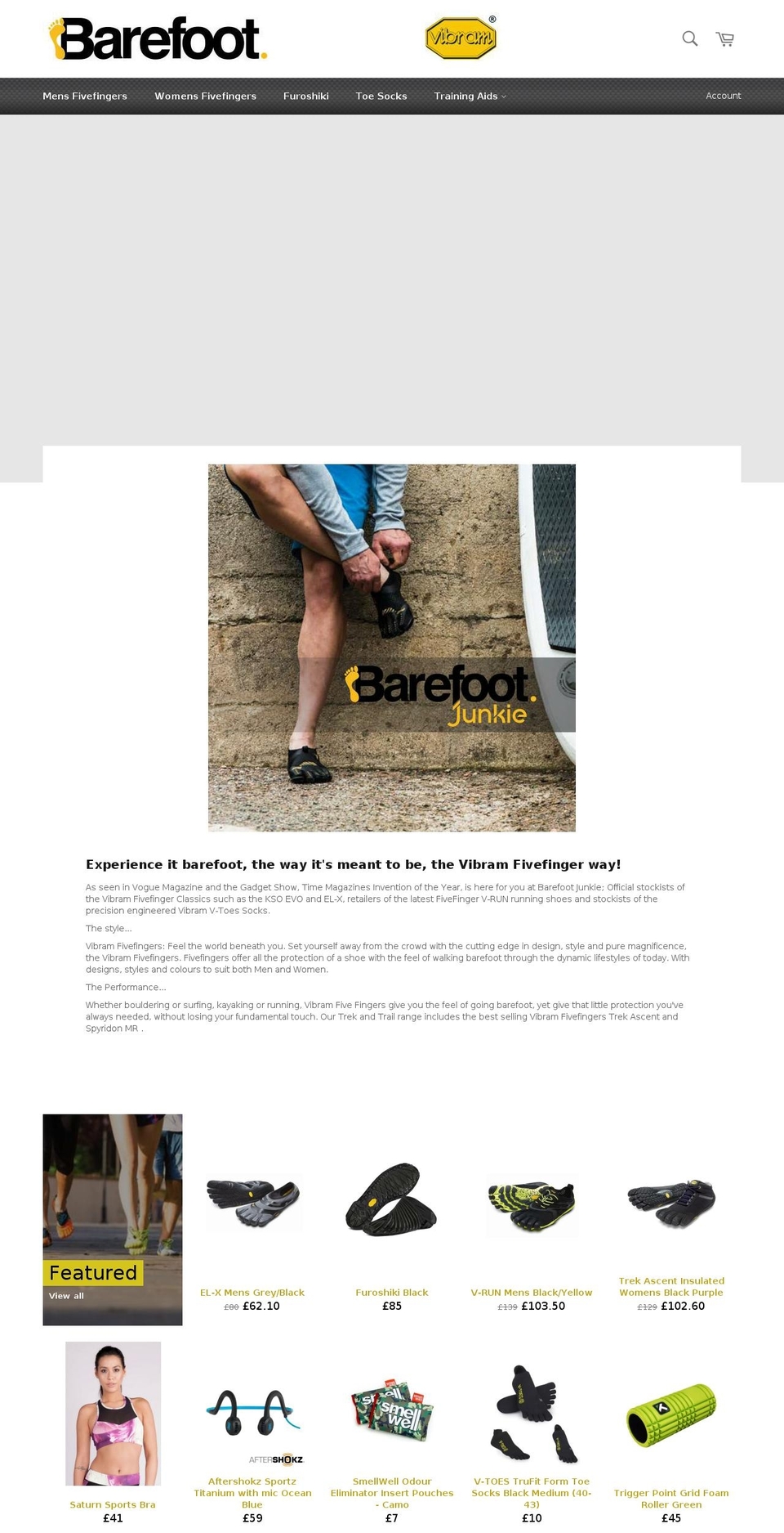 Focal Shopify theme site example vibrams.co.uk