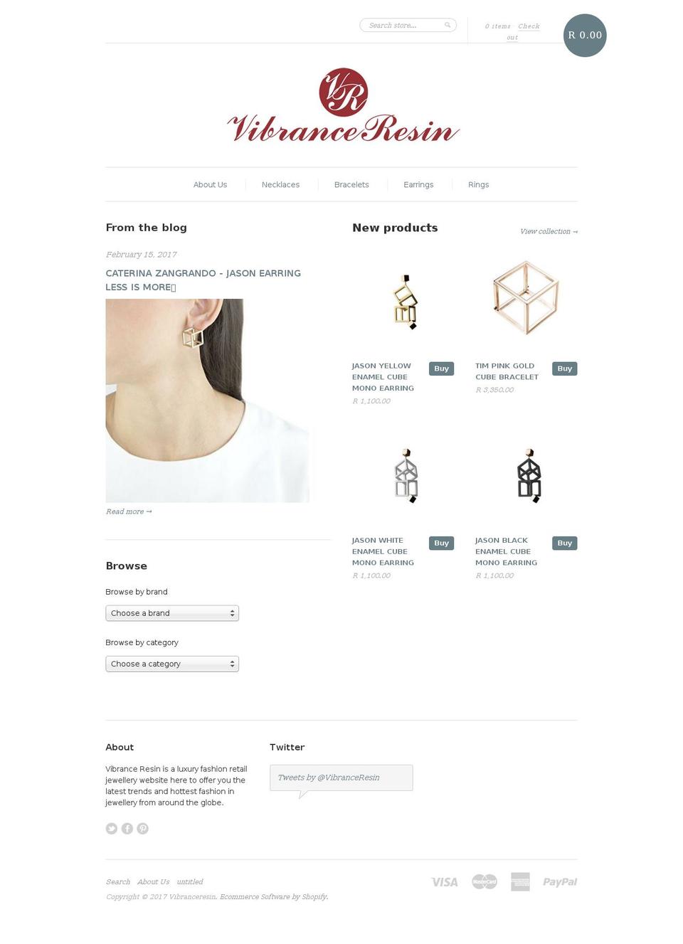 vibranceresin.com shopify website screenshot