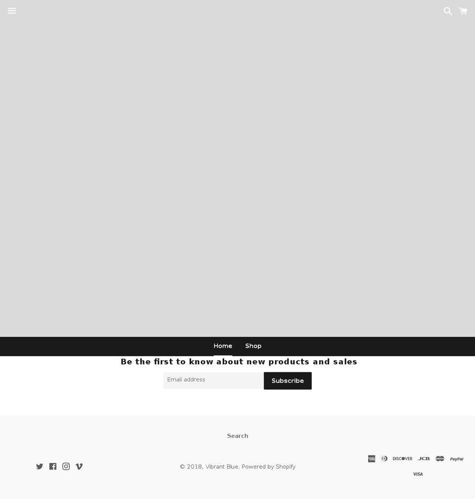 vibrantblueclothing.com shopify website screenshot